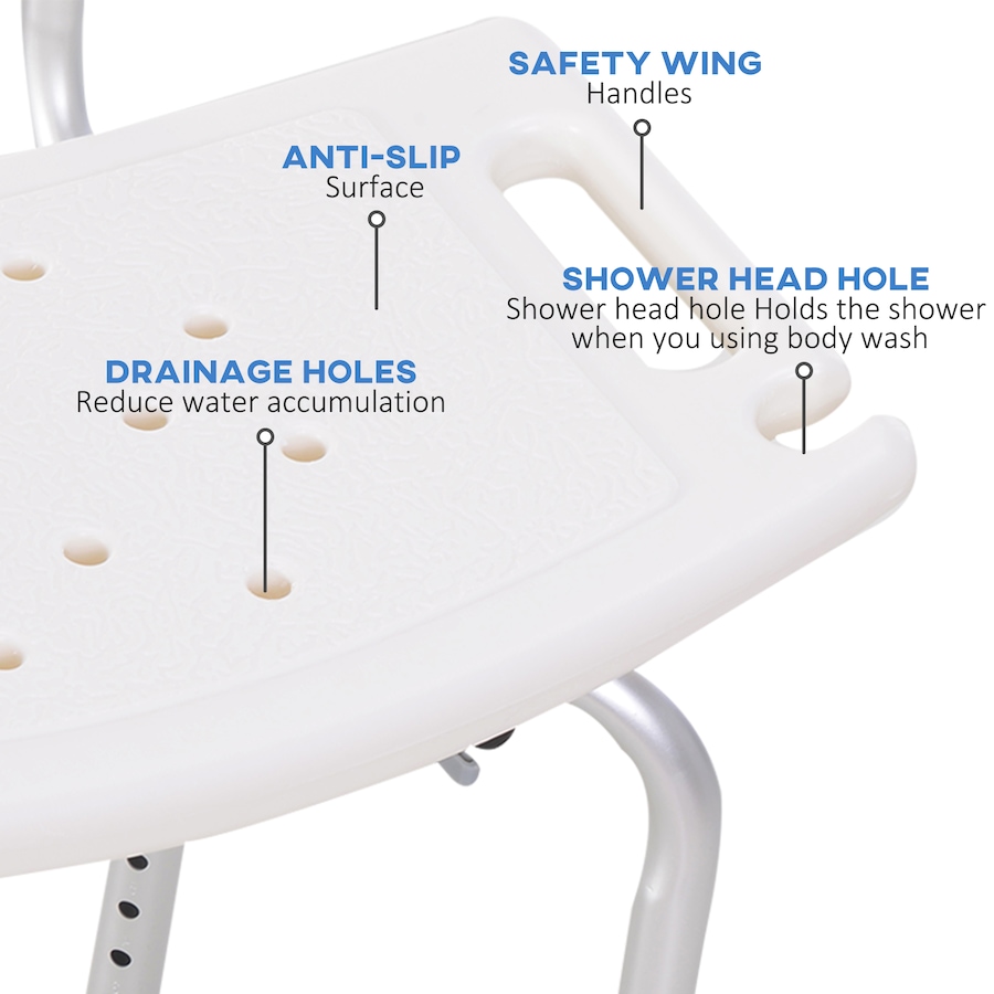Image 934458_ALTMORE3.jpg, Product 934-458 / Price $52.99, 33.7" Bath Chair Seat Safety Bathroom Aids Adjustable Positions White from HOMCOM on TSC.ca's department