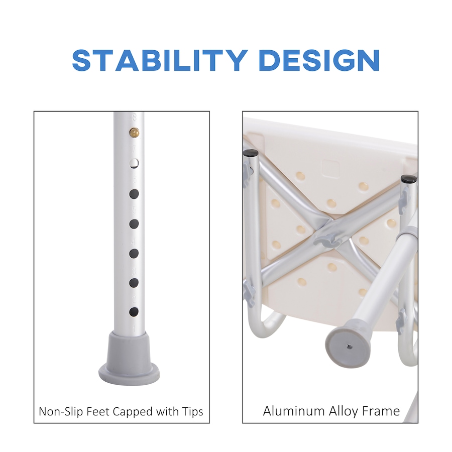 Image 934458_ALTMORE5.jpg, Product 934-458 / Price $52.99, 33.7" Bath Chair Seat Safety Bathroom Aids Adjustable Positions White from HOMCOM on TSC.ca's department