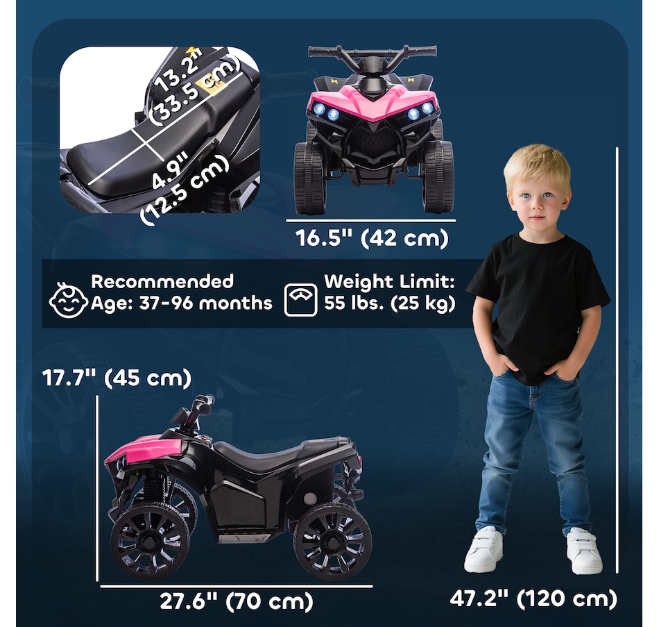 Image 934462_ALTMORE2.jpg, Product 934-462 / Price $97.99, Qaba Kids ATV 4 Wheeler with Music and LED Lights for 37-72 Months, Pink from Qaba on TSC.ca's Toys & Hobbies department
