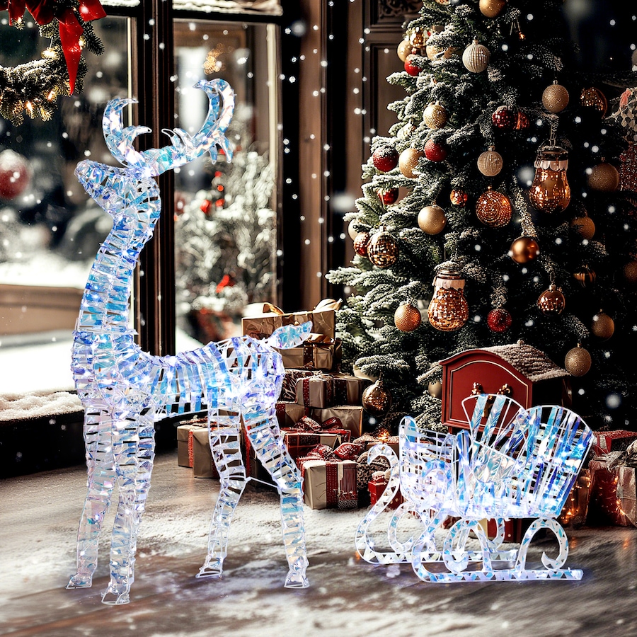 Image 934463_ALTMORE1.jpg, Product 934-463 / Price $99.99, Outsunny Lighted Christmas Reindeer with Sleigh, Waterproof Holiday Decor from Outsunny on TSC.ca's Home & Garden department