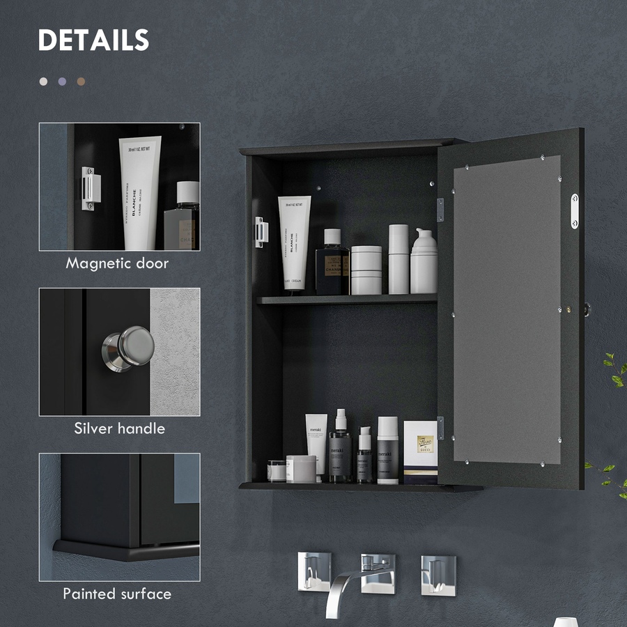 Image 934539_ALTMORE13.jpg, Product 934-539 / Price $64.99 - $72.99, Wall Mounted Bathroom Mirror Cabinet with Door and Shelves from Kleankin on TSC.ca's Home & Garden department
