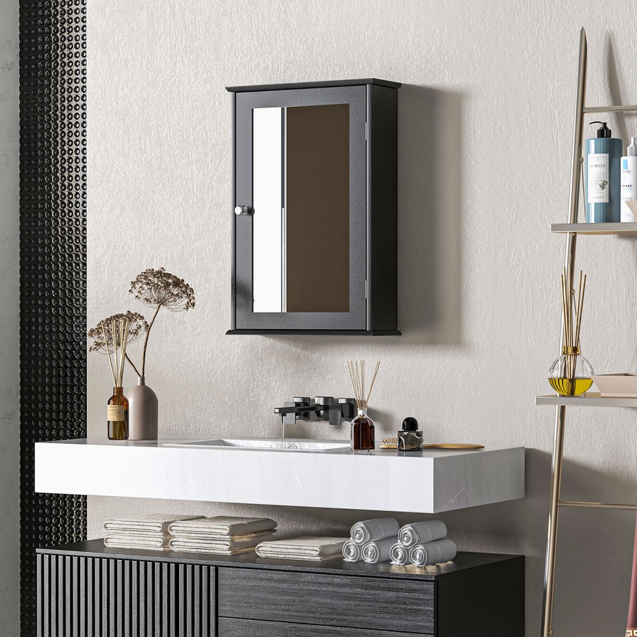 Image 934539_ALTMORE14.jpg, Product 934-539 / Price $64.99 - $72.99, Wall Mounted Bathroom Mirror Cabinet with Door and Shelves from Kleankin on TSC.ca's Home & Garden department