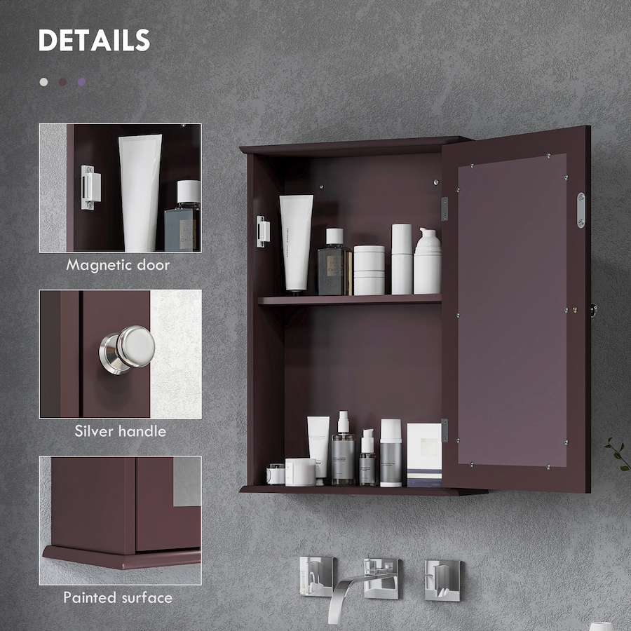 Image 934539_ALTMORE21.jpg, Product 934-539 / Price $64.99 - $72.99, Wall Mounted Bathroom Mirror Cabinet with Door and Shelves from Kleankin on TSC.ca's Home & Garden department