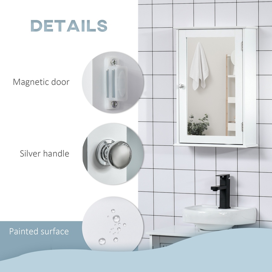 Image 934539_ALTMORE5.jpg, Product 934-539 / Price $64.99 - $72.99, Wall Mounted Bathroom Mirror Cabinet with Door and Shelves from Kleankin on TSC.ca's Home & Garden department