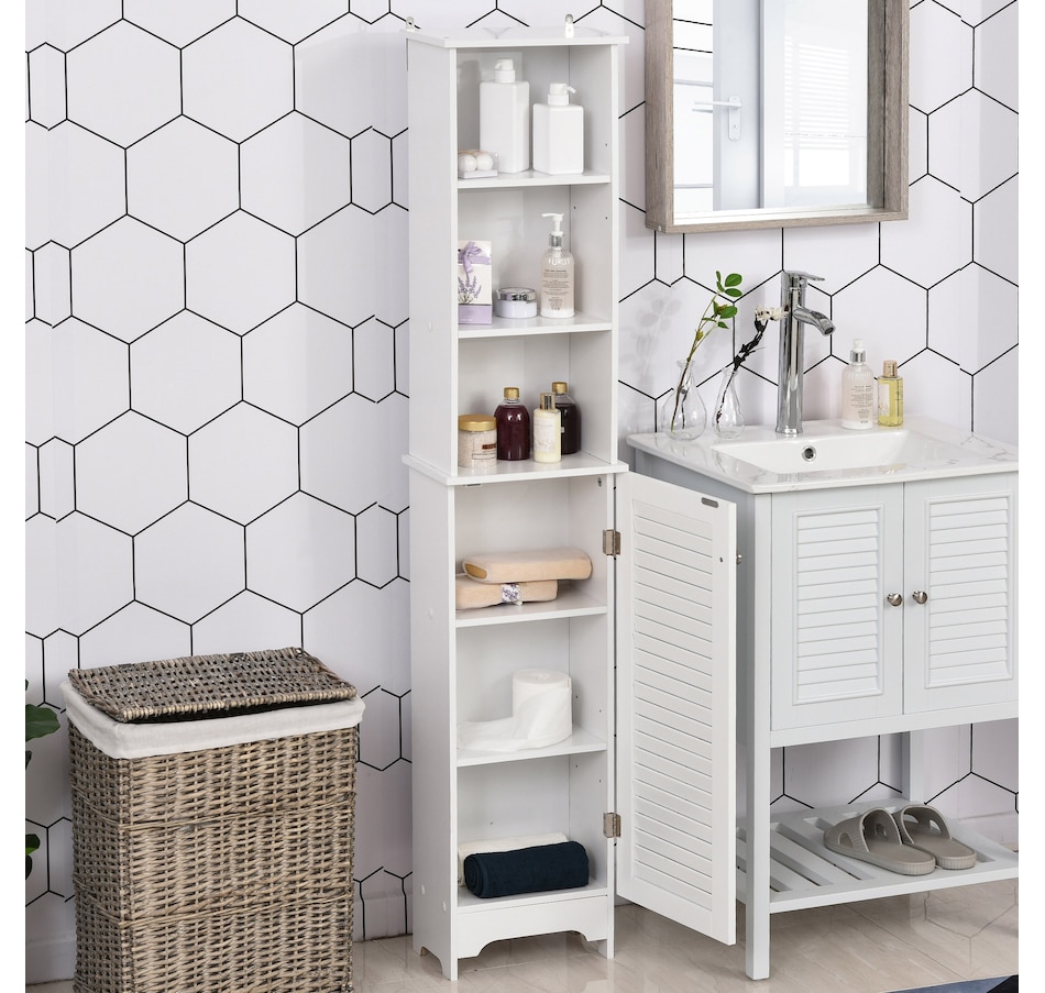 Image 934553_ALTMORE16.jpg, Product 934-553 / Price $94.99 - $109.99, HOMCOM Bathroom Cabinet Cupboard Shelving Storage Unit w/ Door & 6 Shelves from HOMCOM on TSC.ca's Home & Garden department