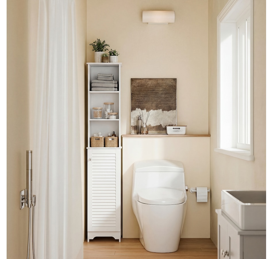 Image 934553_ALTMORE29.jpg, Product 934-553 / Price $94.99 - $109.99, HOMCOM Bathroom Cabinet Cupboard Shelving Storage Unit w/ Door & 6 Shelves from HOMCOM on TSC.ca's Home & Garden department