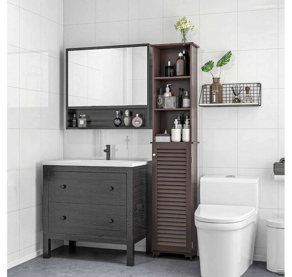 Image 934553_ALTMORE30.jpg, Product 934-553 / Price $94.99 - $109.99, HOMCOM Bathroom Cabinet Cupboard Shelving Storage Unit w/ Door & 6 Shelves from HOMCOM on TSC.ca's Home & Garden department