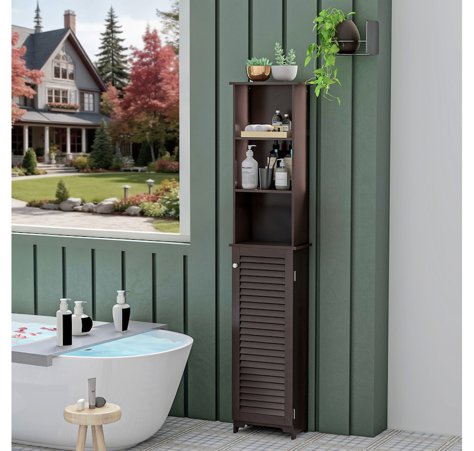 Image 934553_ALTMORE36.jpg, Product 934-553 / Price $94.99 - $109.99, HOMCOM Bathroom Cabinet Cupboard Shelving Storage Unit w/ Door & 6 Shelves from HOMCOM on TSC.ca's Home & Garden department