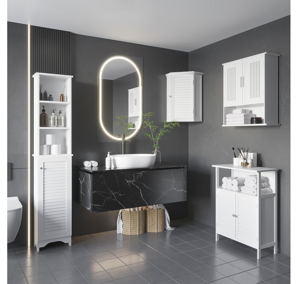 Image 934553_ALTMORE9.jpg, Product 934-553 / Price $94.99 - $109.99, HOMCOM Bathroom Cabinet Cupboard Shelving Storage Unit w/ Door & 6 Shelves from HOMCOM on TSC.ca's Home & Garden department