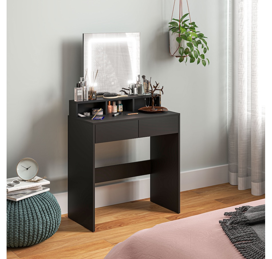Image 934566_ALTMORE1.jpg, Product 934-566 / Price $139.99, HOMCOM Makeup Vanity Desk with Mirror, 3 Colour LED Lights, Drawers from HOMCOM on TSC.ca's Beauty department