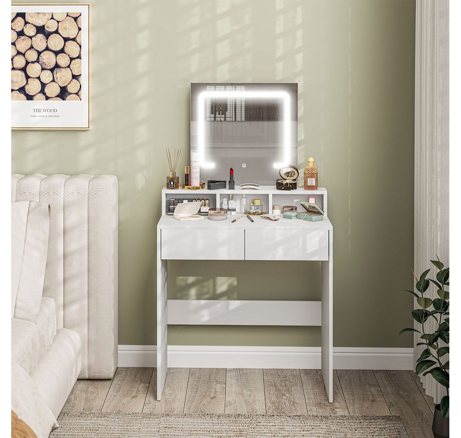 Image 934566_ALTMORE15.jpg, Product 934-566 / Price $139.99, HOMCOM Makeup Vanity Desk with Mirror, 3 Colour LED Lights, Drawers from HOMCOM on TSC.ca's Beauty department