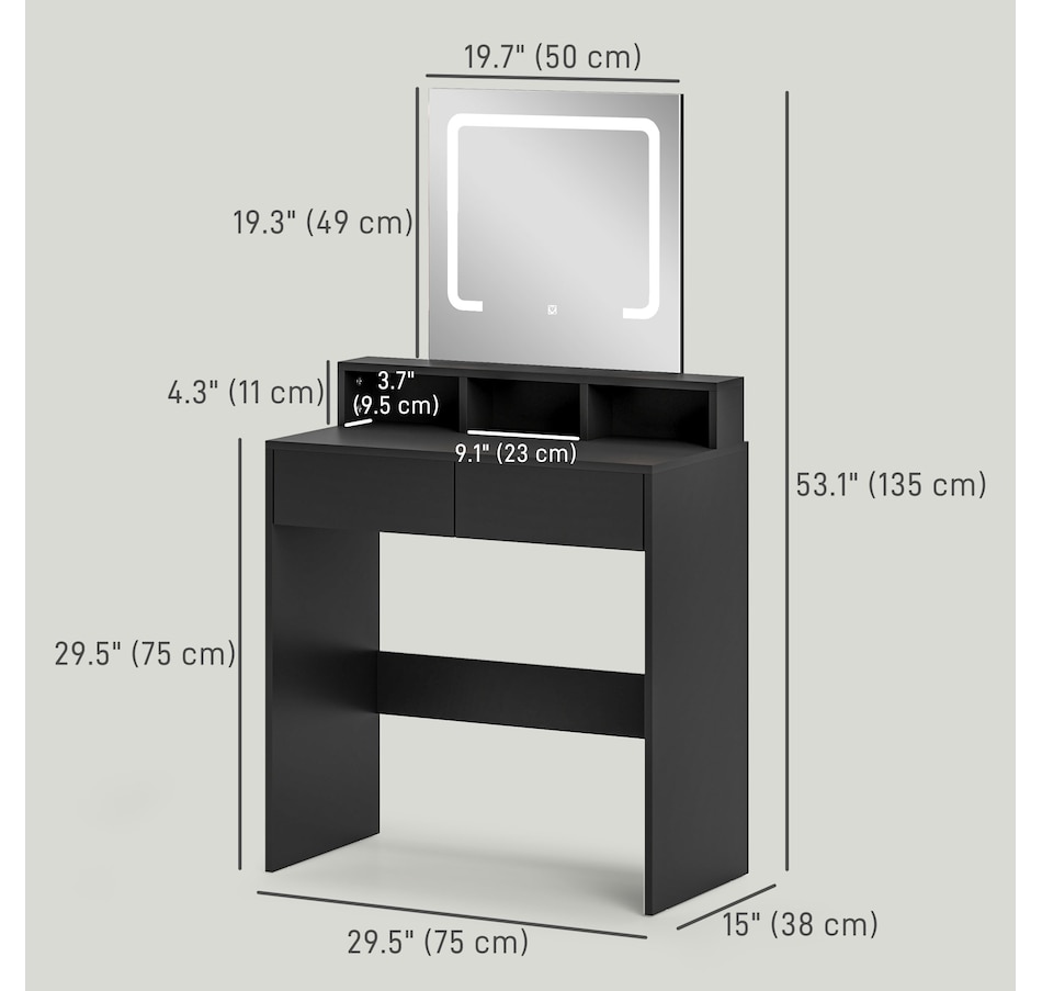 Image 934566_ALTMORE2.jpg, Product 934-566 / Price $139.99, HOMCOM Makeup Vanity Desk with Mirror, 3 Colour LED Lights, Drawers from HOMCOM on TSC.ca's Beauty department