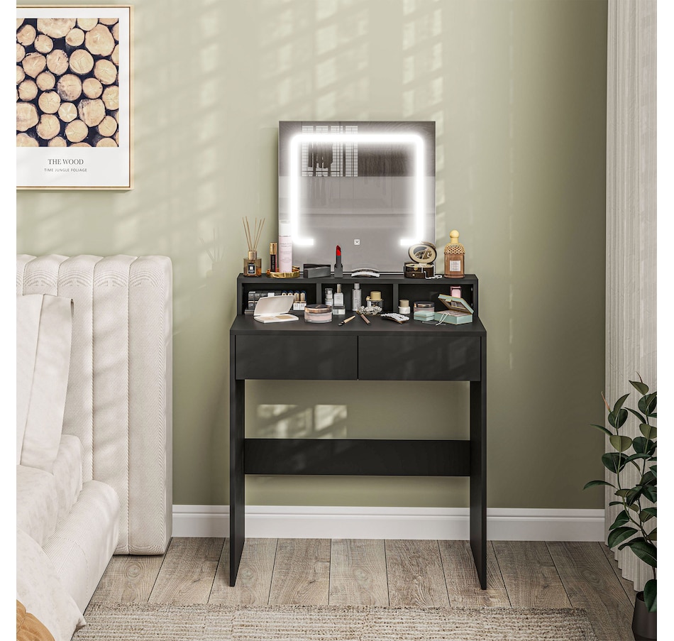 Image 934566_ALTMORE7.jpg, Product 934-566 / Price $139.99, HOMCOM Makeup Vanity Desk with Mirror, 3 Colour LED Lights, Drawers from HOMCOM on TSC.ca's Beauty department