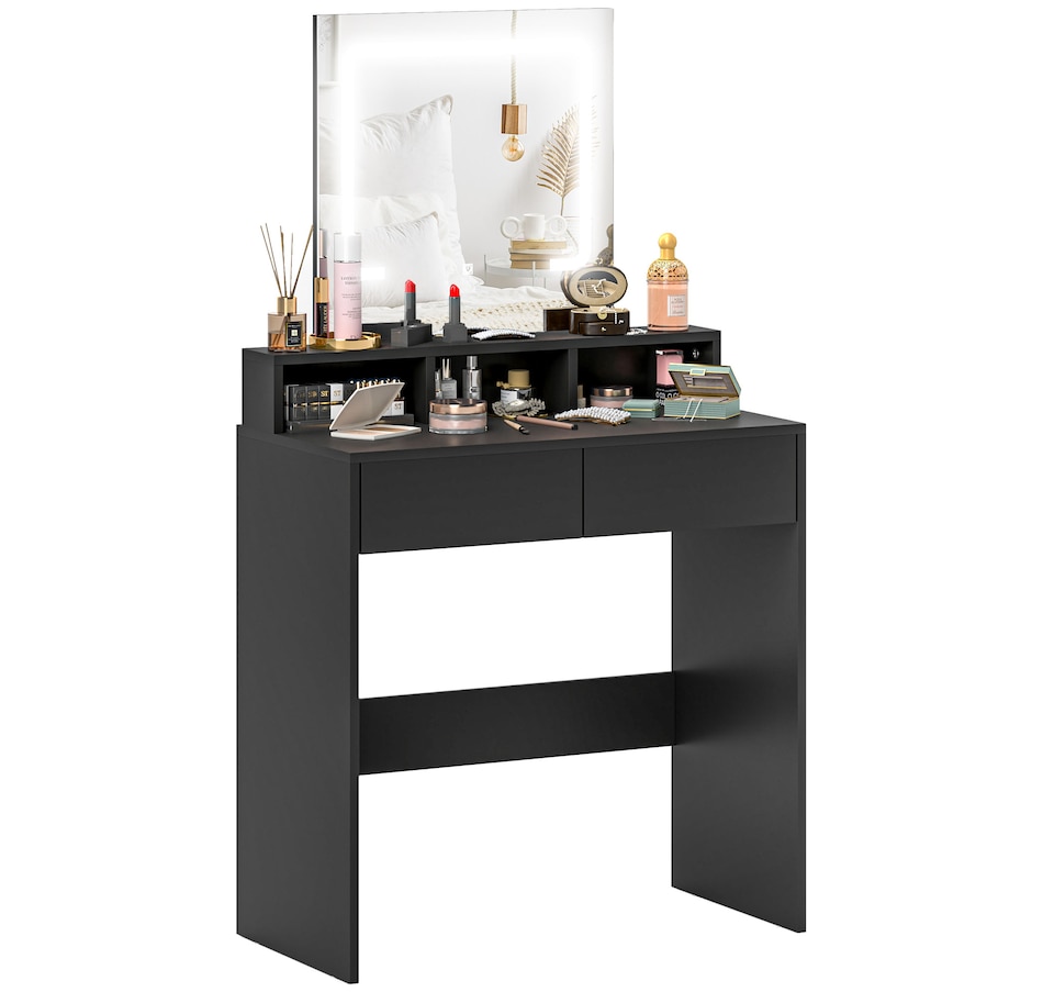 Image 934566_ST01.jpg, Product 934-566 / Price $139.99, HOMCOM Makeup Vanity Desk with Mirror, 3 Colour LED Lights, Drawers from HOMCOM on TSC.ca's Beauty department