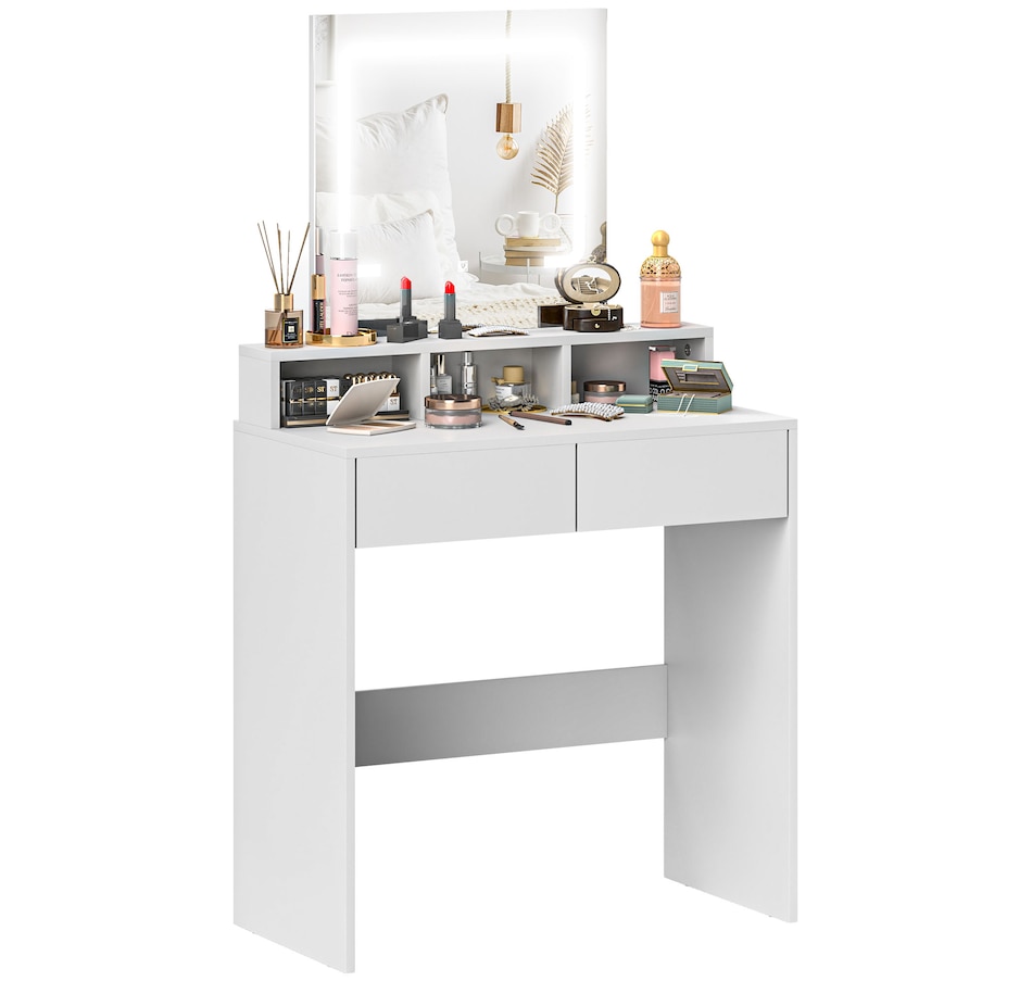 Image 934566_ST02.jpg, Product 934-566 / Price $139.99, HOMCOM Makeup Vanity Desk with Mirror, 3 Colour LED Lights, Drawers from HOMCOM on TSC.ca's Beauty department