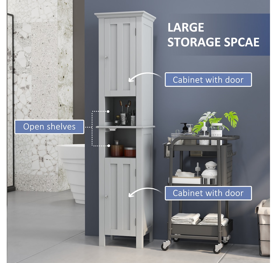 Image 934574_ALTMORE11.jpg, Product 934-574 / Price $134.99, kleankin Tall Bathroom Storage Cabinet with Shelves and Cupboards from Kleankin on TSC.ca's Home & Garden department