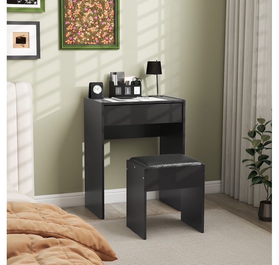 Image 934596_ALTMORE14.jpg, Product 934-596 / Price $119.99 - $129.99, HOMCOM Mirrored Vanity Set Makeup Dressing Desk Stool Set Flip Top Bedroom from HOMCOM on TSC.ca's Beauty department