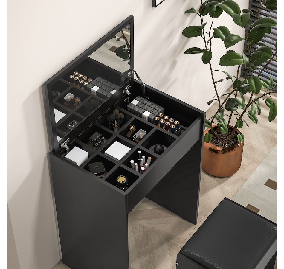 Image 934596_ALTMORE15.jpg, Product 934-596 / Price $119.99 - $129.99, HOMCOM Mirrored Vanity Set Makeup Dressing Desk Stool Set Flip Top Bedroom from HOMCOM on TSC.ca's Beauty department