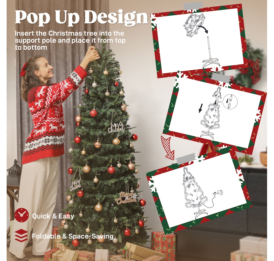 Image 934600_ALTMORE19.jpg, Product 934-600 / Price $47.99, HOMCOM Prelit Pop Up Christmas Tree, Collapsible Xmas Tree, Green from HOMCOM on TSC.ca's Home & Garden department