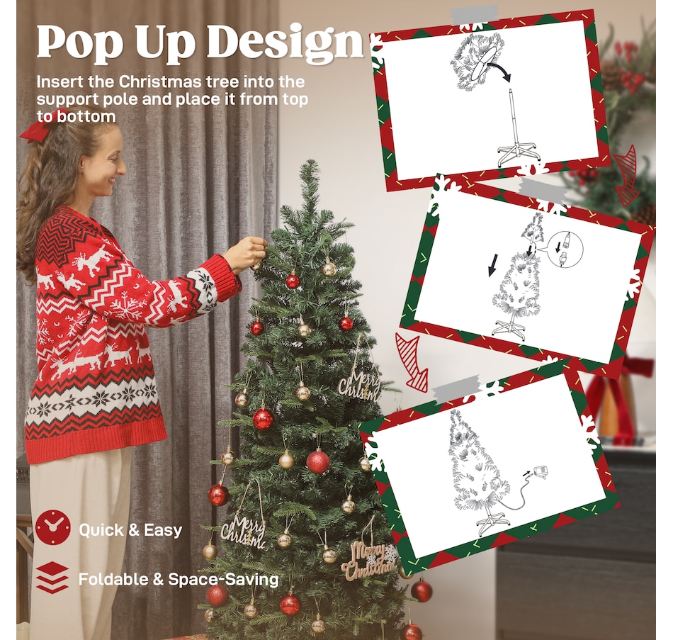 Image 934600_ALTMORE6.jpg, Product 934-600 / Price $47.99, HOMCOM Prelit Pop Up Christmas Tree, Collapsible Xmas Tree, Green from HOMCOM on TSC.ca's Home & Garden department