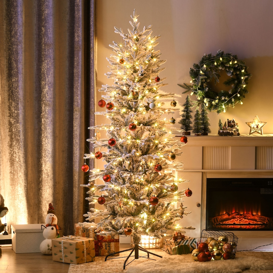Image 934601_ALTMORE1.jpg, Product 934-601 / Price $169.99 - $189.99, HOMCOM Flocked Artificial Christmas Tree with Warm Yellow Clear Lights from HOMCOM on TSC.ca's Home & Garden department