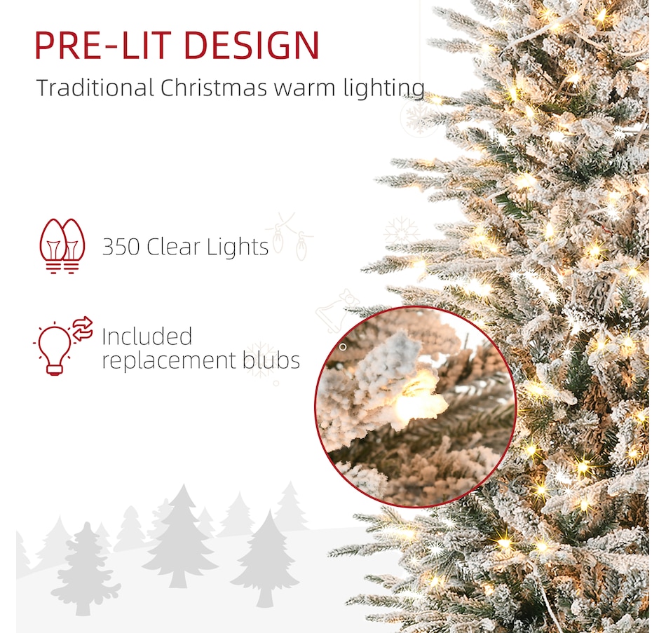 Image 934601_ALTMORE13.jpg, Product 934-601 / Price $169.99 - $189.99, HOMCOM Flocked Artificial Christmas Tree with Warm Yellow Clear Lights from HOMCOM on TSC.ca's Home & Garden department