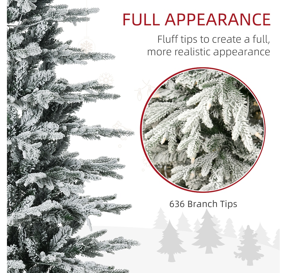 Image 934601_ALTMORE4.jpg, Product 934-601 / Price $169.99 - $189.99, HOMCOM Flocked Artificial Christmas Tree with Warm Yellow Clear Lights from HOMCOM on TSC.ca's Home & Garden department