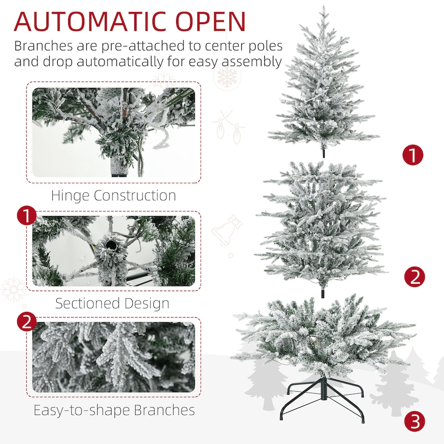 Image 934601_ALTMORE7.jpg, Product 934-601 / Price $169.99 - $189.99, HOMCOM Flocked Artificial Christmas Tree with Warm Yellow Clear Lights from HOMCOM on TSC.ca's Home & Garden department