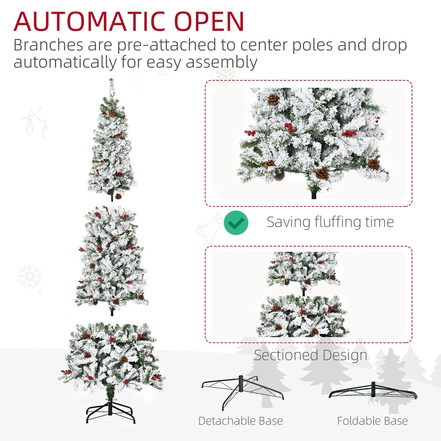 Image 934605_ALTMORE29.jpg, Product 934-605 / Price $84.99 - $94.99, HOMCOM Pencil Snow Flocked Artificial Christmas Tree with Realistic Branches from HOMCOM on TSC.ca's Home & Garden department
