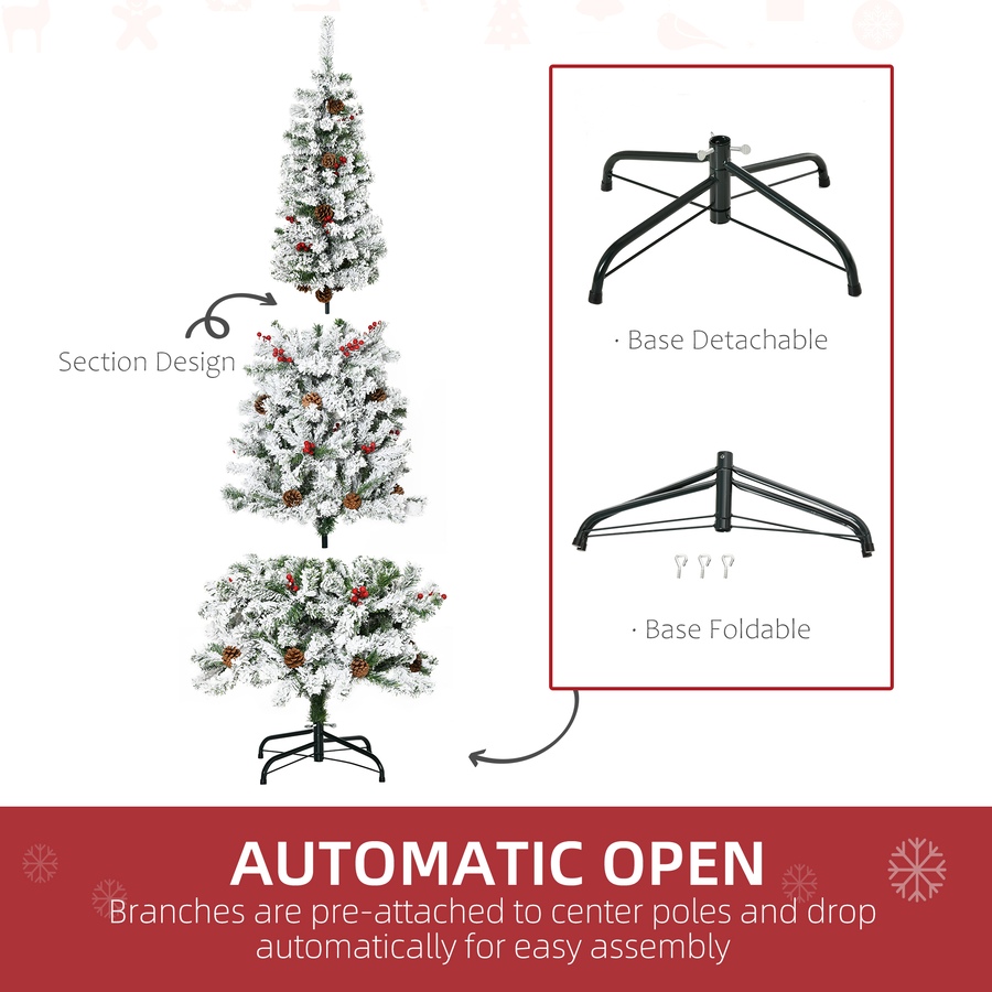 Image 934605_ALTMORE6.jpg, Product 934-605 / Price $84.99 - $94.99, HOMCOM Pencil Snow Flocked Artificial Christmas Tree with Realistic Branches from HOMCOM on TSC.ca's Home & Garden department