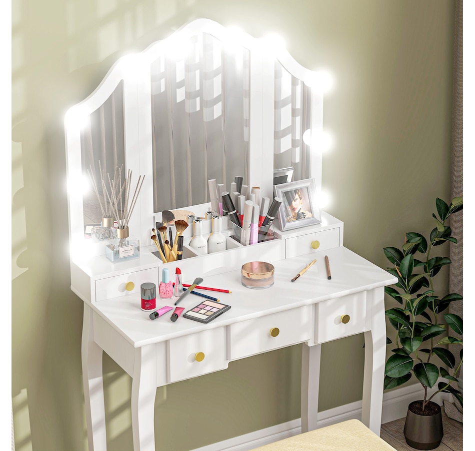 Image 934617_ALTMORE16.jpg, Product 934-617 / Price $169.99, HOMCOM Vanity Set with Mirror and Stool, Vanity Desk with Storage from HOMCOM on TSC.ca's Beauty department
