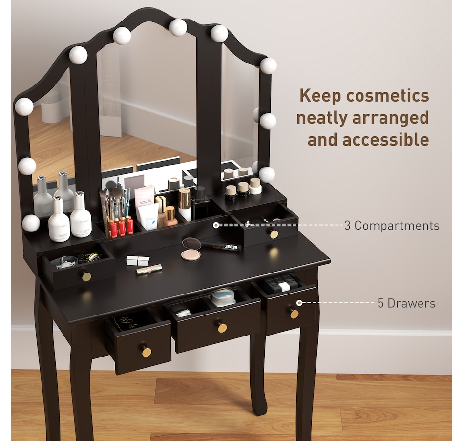 Image 934617_ALTMORE4.jpg, Product 934-617 / Price $169.99, HOMCOM Vanity Set with Mirror and Stool, Vanity Desk with Storage from HOMCOM on TSC.ca's Beauty department