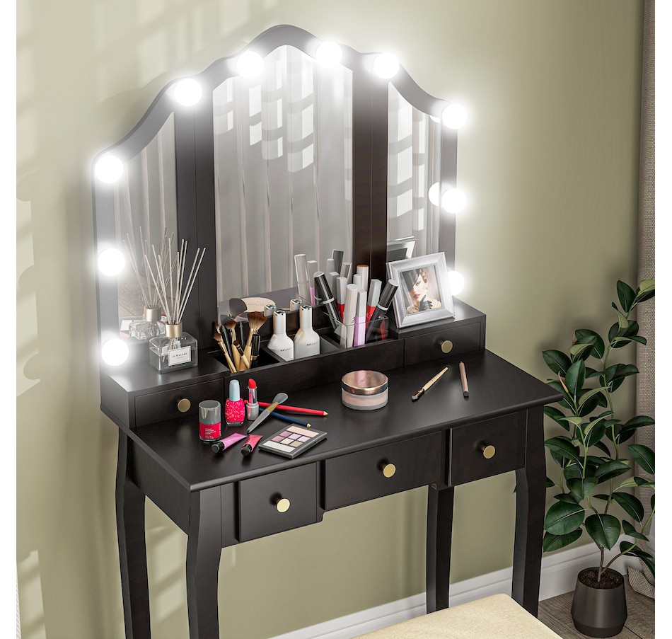 Image 934617_ALTMORE8.jpg, Product 934-617 / Price $169.99, HOMCOM Vanity Set with Mirror and Stool, Vanity Desk with Storage from HOMCOM on TSC.ca's Beauty department