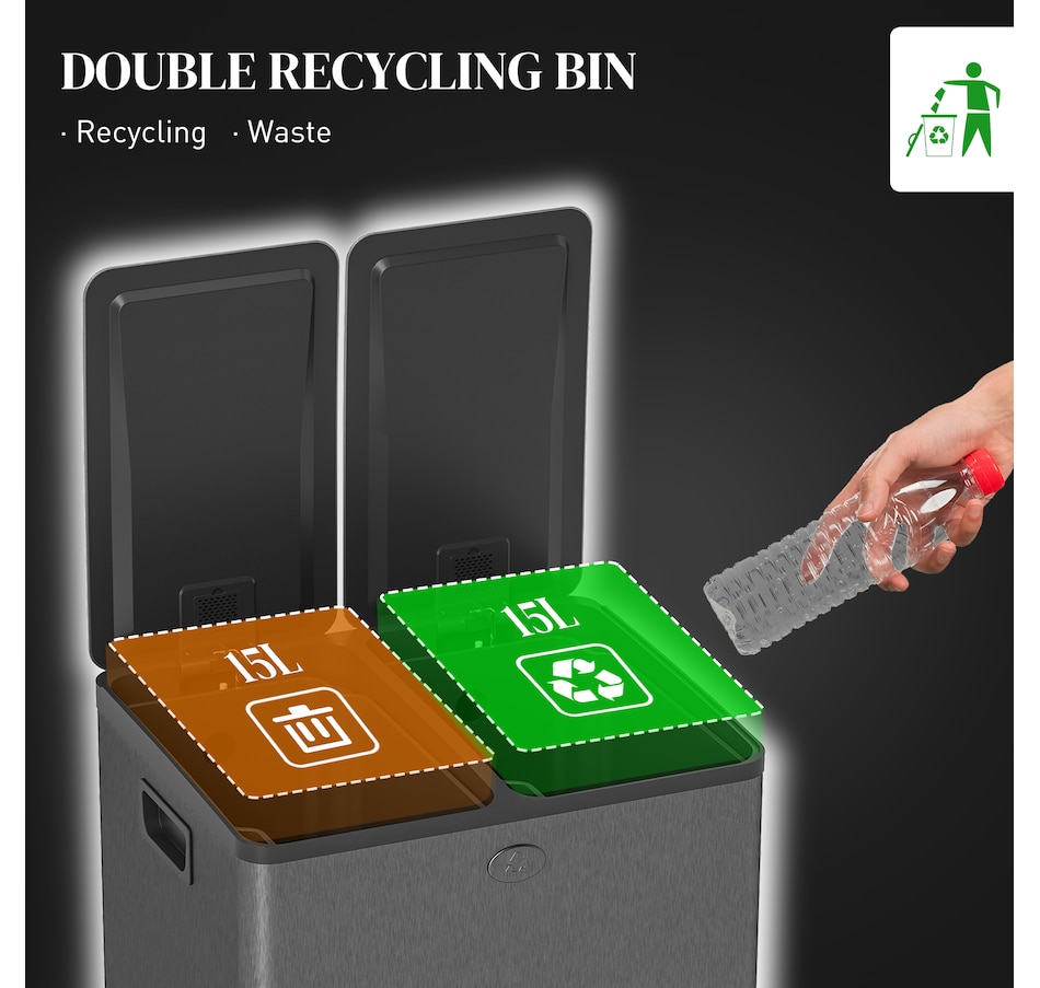 Image 934637_ALTMORE11.jpg, Product 934-637 / Price $103.99 - $204.99, HOMCOM Trash Can, Garbage Can with Soft Close Lid from HOMCOM on TSC.ca's Kitchen department