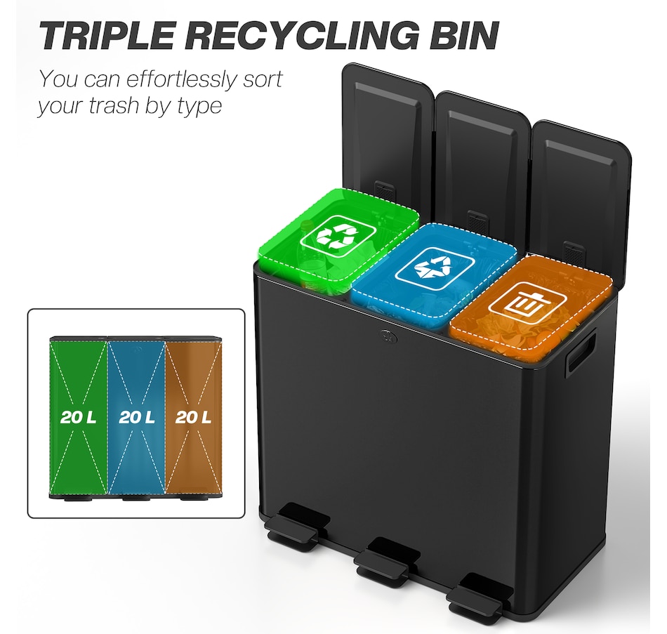 Image 934637_ALTMORE51.jpg, Product 934-637 / Price $103.99 - $204.99, HOMCOM Trash Can, Garbage Can with Soft Close Lid from HOMCOM on TSC.ca's Kitchen department