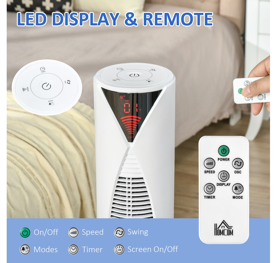 Image 934639_ALTMORE14.jpg, Product 934-639 / Price $99.99, HOMCOM Tower Fan Cooling Bedroom w/ Oscillating, Remote Controller from HOMCOM on TSC.ca's Home & Garden department