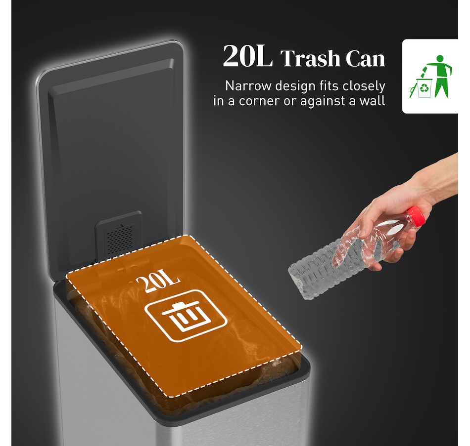 Image 934655_ALTMORE11.jpg, Product 934-655 / Price $87.99 - $94.99, HOMCOM 5.3gal Garbage Bin, Stainless Steel Trash Can with Soft-close Lid from HOMCOM on TSC.ca's Kitchen department