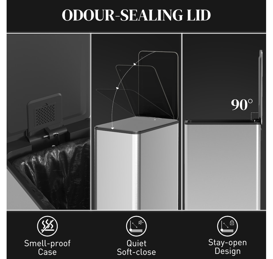 Image 934655_ALTMORE13.jpg, Product 934-655 / Price $87.99 - $94.99, HOMCOM 5.3gal Garbage Bin, Stainless Steel Trash Can with Soft-close Lid from HOMCOM on TSC.ca's Kitchen department