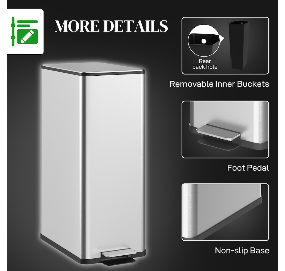 Image 934655_ALTMORE14.jpg, Product 934-655 / Price $87.99 - $94.99, HOMCOM 5.3gal Garbage Bin, Stainless Steel Trash Can with Soft-close Lid from HOMCOM on TSC.ca's Kitchen department