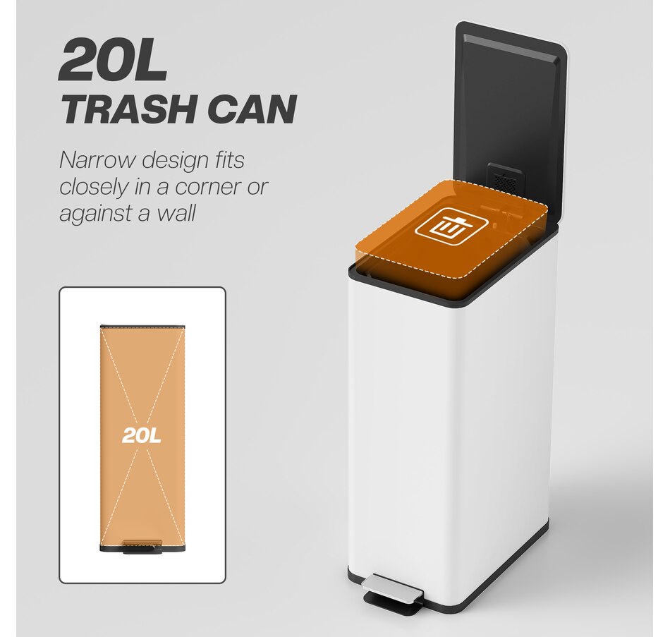 Image 934655_ALTMORE18.jpg, Product 934-655 / Price $87.99 - $94.99, HOMCOM 5.3gal Garbage Bin, Stainless Steel Trash Can with Soft-close Lid from HOMCOM on TSC.ca's Kitchen department