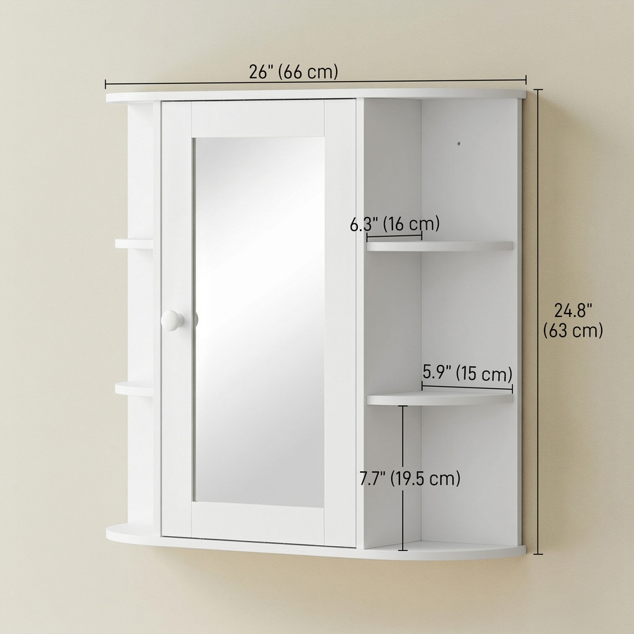 Image 934662_ALTMORE19.jpg, Product 934-662 / Price $82.67 - $84.99, HOMCOM Wall Mounted Mirror Cabinet with Door Shelves Bathroom Powder Room from HOMCOM on TSC.ca's Home & Garden department