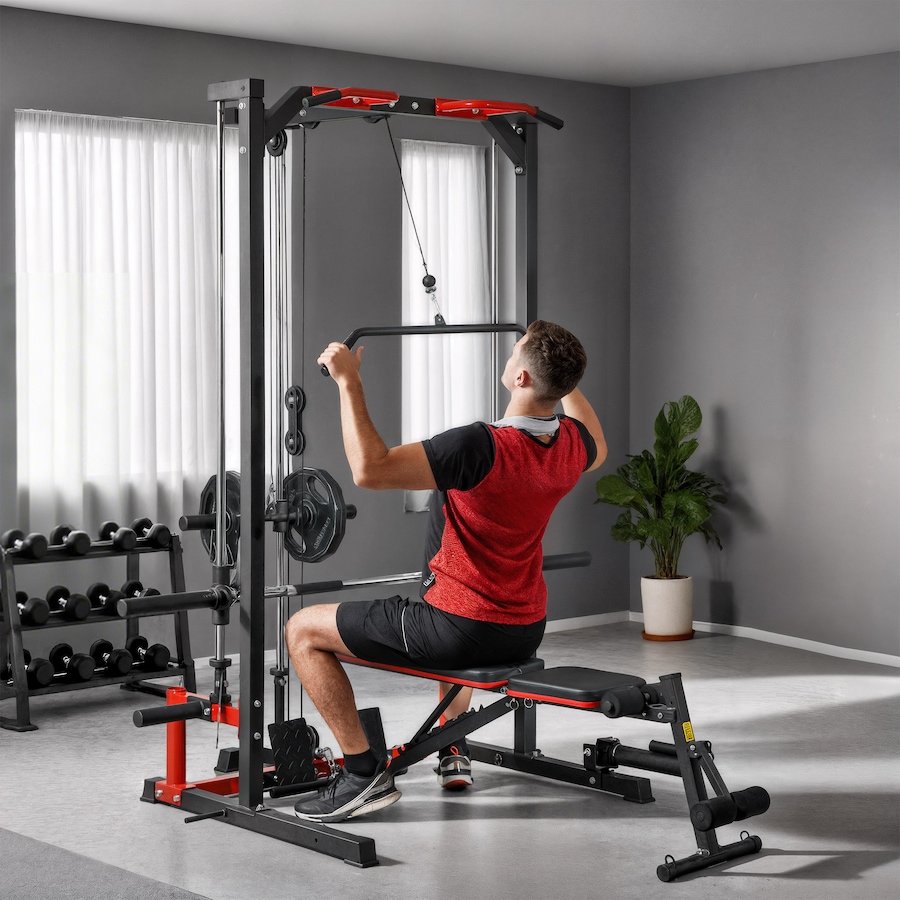 Image 934665_ALTMORE1.jpg, Product 934-665 / Price $389.99, Soozier Smith Machine, Multi-Function Power Cage with Lat Pull Down System from Soozier on TSC.ca's Health & Fitness department
