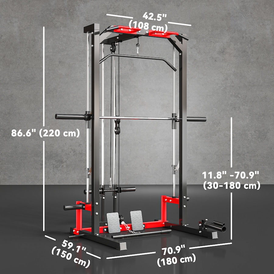 Image 934665_ALTMORE2.jpg, Product 934-665 / Price $389.99, Soozier Smith Machine, Multi-Function Power Cage with Lat Pull Down System from Soozier on TSC.ca's Health & Fitness department