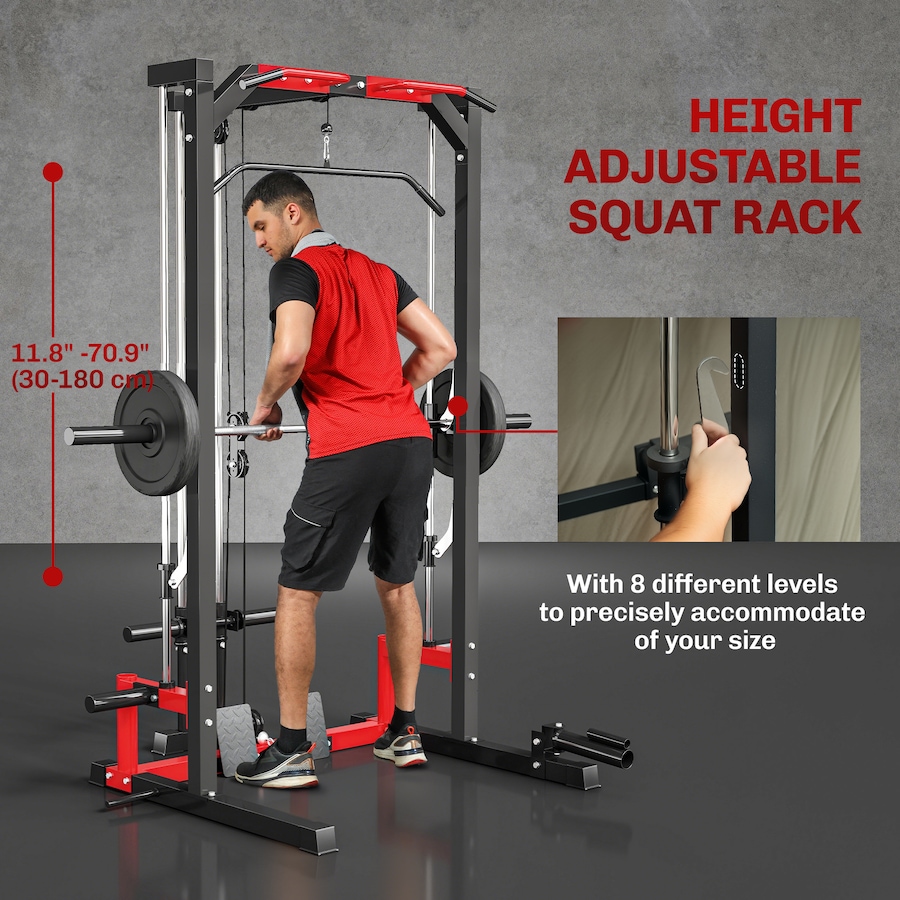 Image 934665_ALTMORE5.jpg, Product 934-665 / Price $389.99, Soozier Smith Machine, Multi-Function Power Cage with Lat Pull Down System from Soozier on TSC.ca's Health & Fitness department