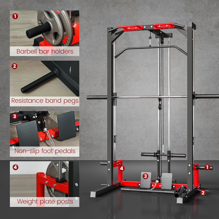 Image 934665_ALTMORE6.jpg, Product 934-665 / Price $389.99, Soozier Smith Machine, Multi-Function Power Cage with Lat Pull Down System from Soozier on TSC.ca's Health & Fitness department