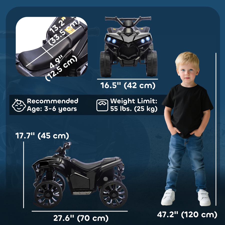 Image 934672_ALTMORE9.jpg, Product 934-672 / Price $94.99, Qaba Kids ATV 4 Wheeler with Music and Lights for Ages 18-56 Months, Black from Qaba on TSC.ca's Toys & Hobbies department
