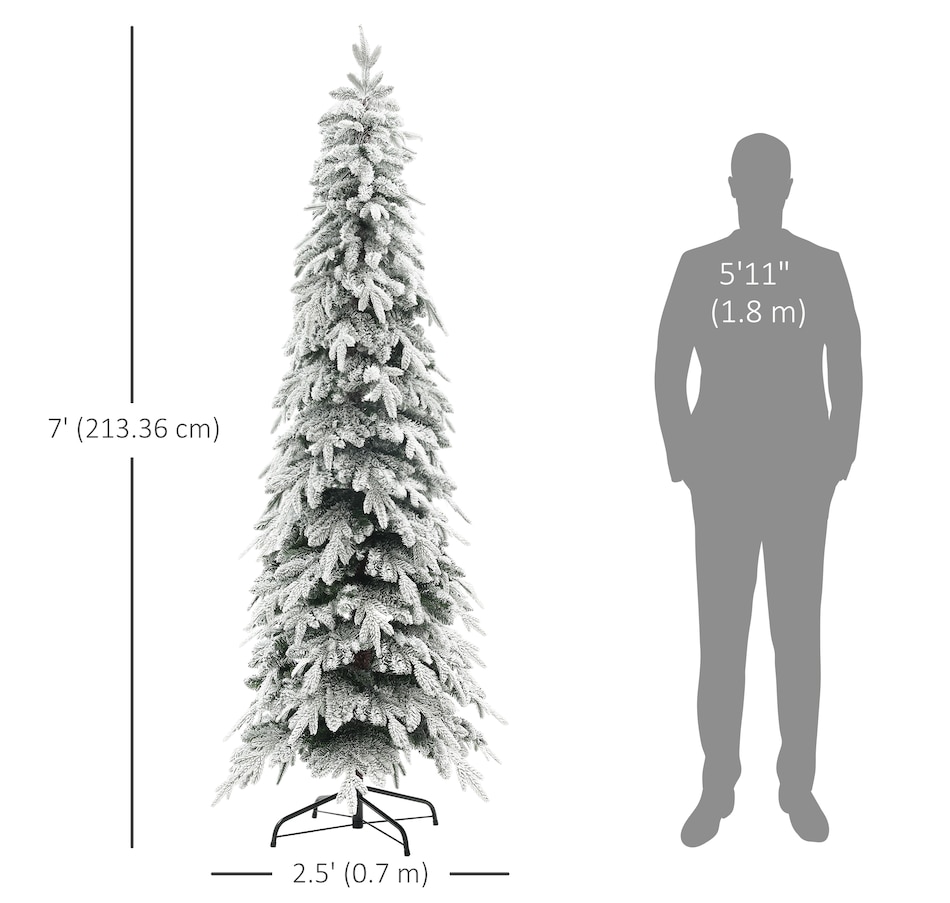 Image 934688_ALTMORE10.jpg, Product 934-688 / Price $129.99, HOMCOM Flocked Pencil Christmas Tree with Auto Open, Steel Base from HOMCOM on TSC.ca's Home & Garden department