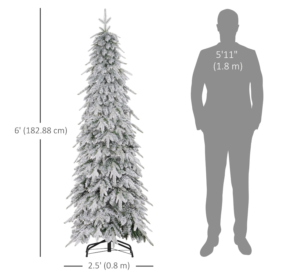 Image 934688_ALTMORE2.jpg, Product 934-688 / Price $129.99, HOMCOM Flocked Pencil Christmas Tree with Auto Open, Steel Base from HOMCOM on TSC.ca's Home & Garden department