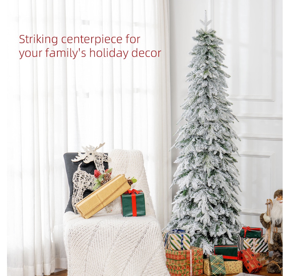 Image 934688_ALTMORE3.jpg, Product 934-688 / Price $129.99, HOMCOM Flocked Pencil Christmas Tree with Auto Open, Steel Base from HOMCOM on TSC.ca's Home & Garden department