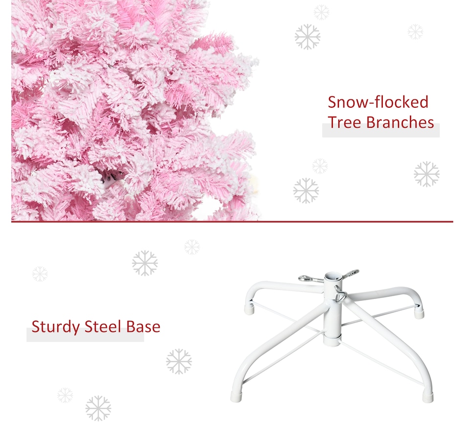 Image 934689_ALTMORE14.jpg, Product 934-689 / Price $74.99, HOMCOM Snow Flocked Pencil Artificial Christmas Tree with Steel Base Pink from HOMCOM on TSC.ca's Home & Garden department